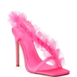 AZALEA WANG GRAPEFRUIT TULLE STILETTO SANDAL IN PINK -AZALEA WANG Shop azalea wang grapefruit tulle stiletto sandal in pink pink 3 3