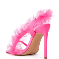 AZALEA WANG GRAPEFRUIT TULLE STILETTO SANDAL IN PINK -AZALEA WANG Shop azalea wang grapefruit tulle stiletto sandal in pink pink 4 4