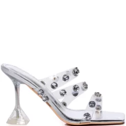 AZALEA WANG GUMDROP CHUNKY SANDAL IN SILVER
