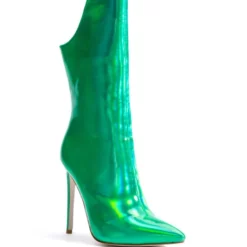 AZALEA WANG HALO HOLOGRAPHIC STILETTO BOOTIE IN GREEN -AZALEA WANG Shop azalea wang halo holographic stiletto bootie in green green 3 3 c1
