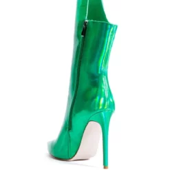 AZALEA WANG HALO HOLOGRAPHIC STILETTO BOOTIE IN GREEN -AZALEA WANG Shop azalea wang halo holographic stiletto bootie in green green 4 4 c1