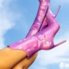 AZALEA WANG HALO HOLOGRAPHIC STILETTO BOOTIE IN PURPLE -AZALEA WANG Shop azalea wang halo sexy bootie in purple purple 1 1