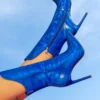 AZALEA WANG HALO HOLOGRAPHIC STILETTO BOOTIE IN BLUE -AZALEA WANG Shop azalea wang halo sexy stiletto bootie in blue blue 1 1