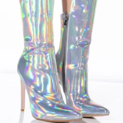 AZALEA WANG HALO SEXY STILETTO BOOTIE IN SILVER