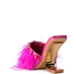 AZALEA WANG HARTFORD SANDAL WITH FEATHERS IN FUCHSIA -AZALEA WANG Shop azalea wang hartford sandal with feathers in fuchsia fuchsia 4 4