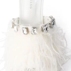 AZALEA WANG HARTFORD SANDAL WITH FEATHERS IN WHITE -AZALEA WANG Shop azalea wang hartford sandal with feathers in white white 5 5