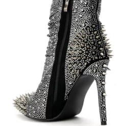 AZALEA WANG HEADSTRONG RHINESTONE SPIKE STILETTO BOOTIE IN BLACK -AZALEA WANG Shop azalea wang headstrong rhinestone spike stiletto bootie in black black 4 4