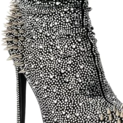 AZALEA WANG HEADSTRONG RHINESTONE SPIKE STILETTO BOOTIE IN BLACK -AZALEA WANG Shop azalea wang headstrong rhinestone spike stiletto bootie in black black 5 5