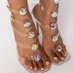 AZALEA WANG HEART BREAKER STILETTO SANDAL IN HOLOGRAM -AZALEA WANG Shop azalea wang heart breaker stiletto sandal in hologram hologram 5 5