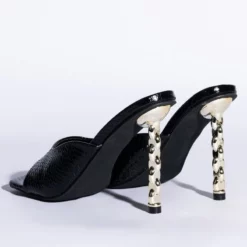 AZALEA WANG HEARTS RACING STILETTO SANDAL IN BLACK -AZALEA WANG Shop azalea wang hearts racing stiletto sandal in black black 5 5