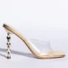 AZALEA WANG HEARTS RACING STILETTO SANDAL IN GOLD