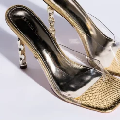 AZALEA WANG HEARTS RACING STILETTO SANDAL IN GOLD -AZALEA WANG Shop azalea wang hearts racing stiletto sandal in gold gold 6 6