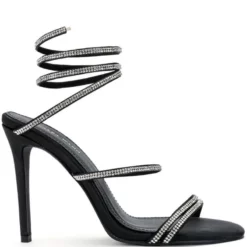 AZALEA WANG HOT TO TROT STILETTO SANDAL IN BLACK -AZALEA WANG Shop azalea wang hot to trot stiletto sandal in black black 2 2 c1