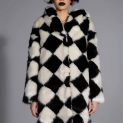 AZALEA WANG IF YOU SMILE LONG HOODED FAUX FUR COAT