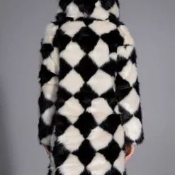 AZALEA WANG IF YOU SMILE LONG HOODED FAUX FUR COAT -AZALEA WANG Shop azalea wang if you smile long hooded faux fur coat black white 8 8