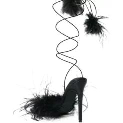 AZALEA WANG IM THAT GIRL FEATHER SANDAL IN BLACK -AZALEA WANG Shop azalea wang im that girl feather sandal in black black 4 4