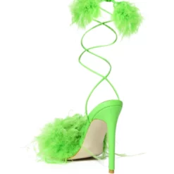 AZALEA WANG IM THAT GIRL FEATHER SANDAL IN LIME -AZALEA WANG Shop azalea wang im that girl feather sandal in lime lime 4 4