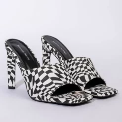 AZALEA WANG INTO YOU STILETTO SANDAL IN BLACK WHITE -AZALEA WANG Shop azalea wang into you stiletto sandal in black white black white 4 4