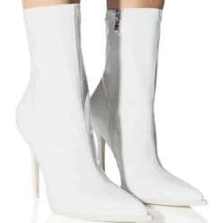 AZALEA WANG ISABELLA PATENT BOOTIE IN WHITE -AZALEA WANG Shop azalea wang isabella patent bootie in white white 1 1 c1