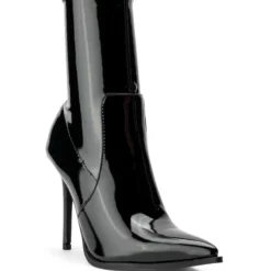 AZALEA WANG ISABELLA PATENT STRETCH BOOTIE IN BLACKPATENT -AZALEA WANG Shop azalea wang isabella patent stretch bootie in blackpatent black 3 3