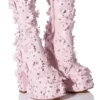 AZALEA WANG ISNT SHE LOVELY FLORAL RHINESTONE CHUNKY HEEL BOOTIE IN PINK -AZALEA WANG Shop azalea wang isnt she lovely floral rhinestone chunky heel bootie in pink pink 1 1