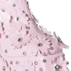AZALEA WANG ISNT SHE LOVELY FLORAL RHINESTONE CHUNKY HEEL BOOTIE IN PINK -AZALEA WANG Shop azalea wang isnt she lovely floral rhinestone chunky heel bootie in pink pink 5 5