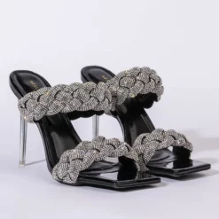 AZALEA WANG IT WAS ALL A DREAM STILETTO SANDAL IN BLACK -AZALEA WANG Shop azalea wang it was all a dream stiletto sandal in black black 4 4