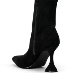 AZALEA WANG ITS MY LIFE CHUNKY BOOTIE IN BLACK STRETCH SUEDE -AZALEA WANG Shop azalea wang its my life chunky bootie in black stretch suede black 4 4