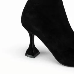 AZALEA WANG ITS MY LIFE CHUNKY BOOTIE IN BLACK STRETCH SUEDE -AZALEA WANG Shop azalea wang its my life chunky bootie in black stretch suede black 5 5