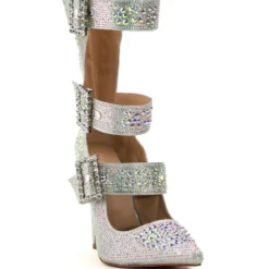 AZALEA WANG JENNA BELTED RHINESTONE EMBELLISHED PUMP IN SILVER -AZALEA WANG Shop azalea wang jenna belted rhinestone embellished pump in silver silver 3 3