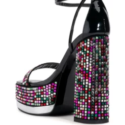 AZALEA WANG JESSIE EMBELLISHED CHUNKY SANDAL IN MULTI -AZALEA WANG Shop azalea wang jessie embellished chunky sandal in multi multi 4 4