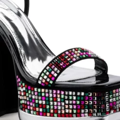 AZALEA WANG JESSIE EMBELLISHED CHUNKY SANDAL IN MULTI -AZALEA WANG Shop azalea wang jessie embellished chunky sandal in multi multi 5 5