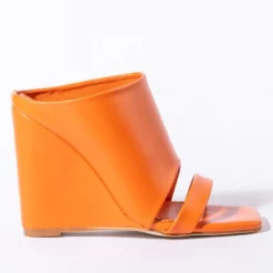 AZALEA WANG LOVE ME TENDER SQUARE TOE WEDGE SANDAL IN ORANGE -AZALEA WANG Shop azalea wang jocelyn square toe wedge sandal in orange orange 3 3