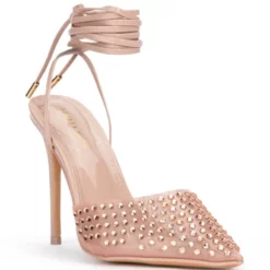 AZALEA WANG JUICY STILETTO PUMP WITH BLING IN NUDE -AZALEA WANG Shop azalea wang juicy stiletto pump with bling in nude nude 3 3