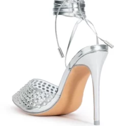 AZALEA WANG JUICY STILETTO PUMP WITH BLING IN SILVER -AZALEA WANG Shop azalea wang juicy stiletto pump with bling in silver silver 4 4