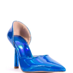 AZALEA WANG JUNO HOLOGRAPHIC STILETTO PUMP IN BLUE -AZALEA WANG Shop azalea wang juno holographic stiletto pump in blue blue 3 3