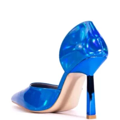 AZALEA WANG JUNO HOLOGRAPHIC STILETTO PUMP IN BLUE -AZALEA WANG Shop azalea wang juno holographic stiletto pump in blue blue 4 4