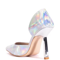 AZALEA WANG JUNO HOLOGRAPHIC STILETTO PUMP IN SILVER -AZALEA WANG Shop azalea wang juno holographic stiletto pump in silver silver 4 4