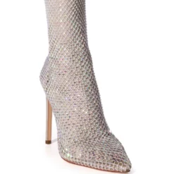 AZALEA WANG KATE BLING MESH BOOTIE IN NUDE -AZALEA WANG Shop azalea wang kate bling mesh bootie in nude nude 3 3