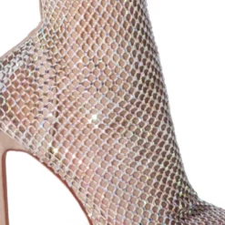 AZALEA WANG KATE BLING MESH BOOTIE IN NUDE -AZALEA WANG Shop azalea wang kate bling mesh bootie in nude nude 5 5