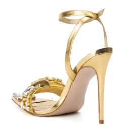 AZALEA WANG KEEP IT SWEET STILETTO SANDAL IN GOLD -AZALEA WANG Shop azalea wang keep it sweet stiletto sandal in gold gold 4 4