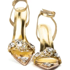 AZALEA WANG KEEP IT SWEET STILETTO SANDAL IN GOLD -AZALEA WANG Shop azalea wang keep it sweet stiletto sandal in gold gold 5 5