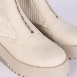 AZALEA WANG KENNEDY KNIT FRONT ZIP FLATFORM BOOTIE IN BONE -AZALEA WANG Shop azalea wang kennedy knit front zip flatform bootie in bone bone 6 6