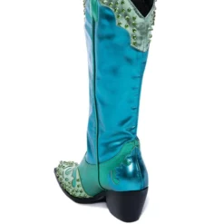 AZALEA WANG KNOX METALLIC WESTERN BOOT IN METALLIC BLUES -AZALEA WANG Shop azalea wang knox metallic western boot in metallic blues blue multi 4 4 c1 c1