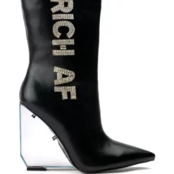 AZALEA WANG LAVISH RHINESTONE WEDGE BOOTIE IN BLACK -AZALEA WANG Shop azalea wang lavish rhinestone wedge bootie in black black 2 2