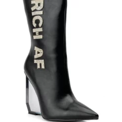 AZALEA WANG LAVISH RHINESTONE WEDGE BOOTIE IN BLACK -AZALEA WANG Shop azalea wang lavish rhinestone wedge bootie in black black 3 3