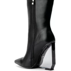 AZALEA WANG LAVISH RHINESTONE WEDGE BOOTIE IN BLACK -AZALEA WANG Shop azalea wang lavish rhinestone wedge bootie in black black 4 4