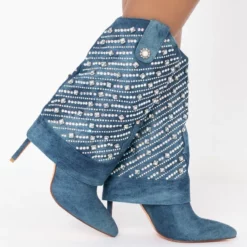 AZALEA WANG LEAVE IT ALL BEHIND STILETTO BOOTIE -AZALEA WANG Shop azalea wang leave it all behind stiletto bootie denim 2 2
