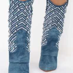 AZALEA WANG LEAVE IT ALL BEHIND STILETTO BOOTIE -AZALEA WANG Shop azalea wang leave it all behind stiletto bootie denim 3 3