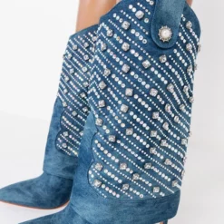 AZALEA WANG LEAVE IT ALL BEHIND STILETTO BOOTIE -AZALEA WANG Shop azalea wang leave it all behind stiletto bootie denim 5 5